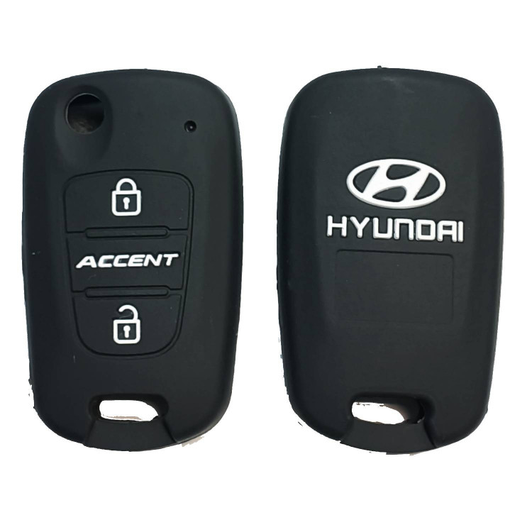 Чехол силиконовый выкидного ключа HYUNDAI ACCENT 3 кнопки (с лого)
