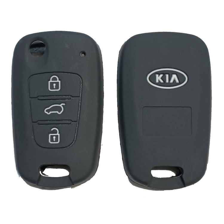 Чехол силиконовый выкидного ключа KIA 3 кнопки (с лого)