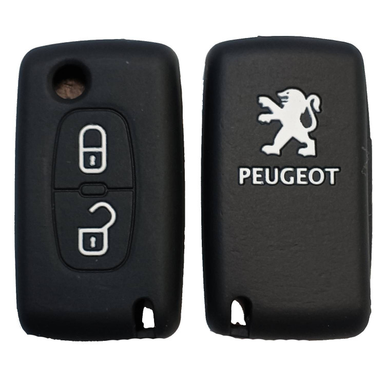 Чехол силиконовый выкидного ключа PEUGEOT 2 кнопки (с лого)