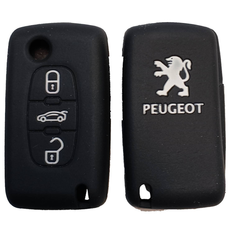 Чехол силиконовый выкидного ключа PEUGEOT 3 кнопки (с лого)