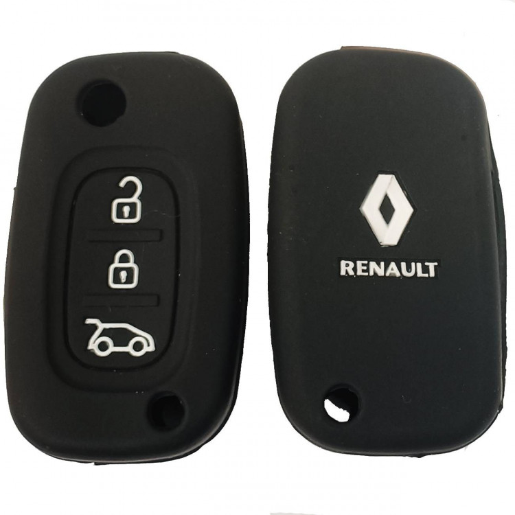 Чехол силиконовый выкидного ключа RENAULT 3 кнопки (с лого)