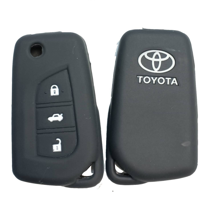 Чехол силиконовый выкидного ключа TOYOTA 3 кнопки (с лого)
