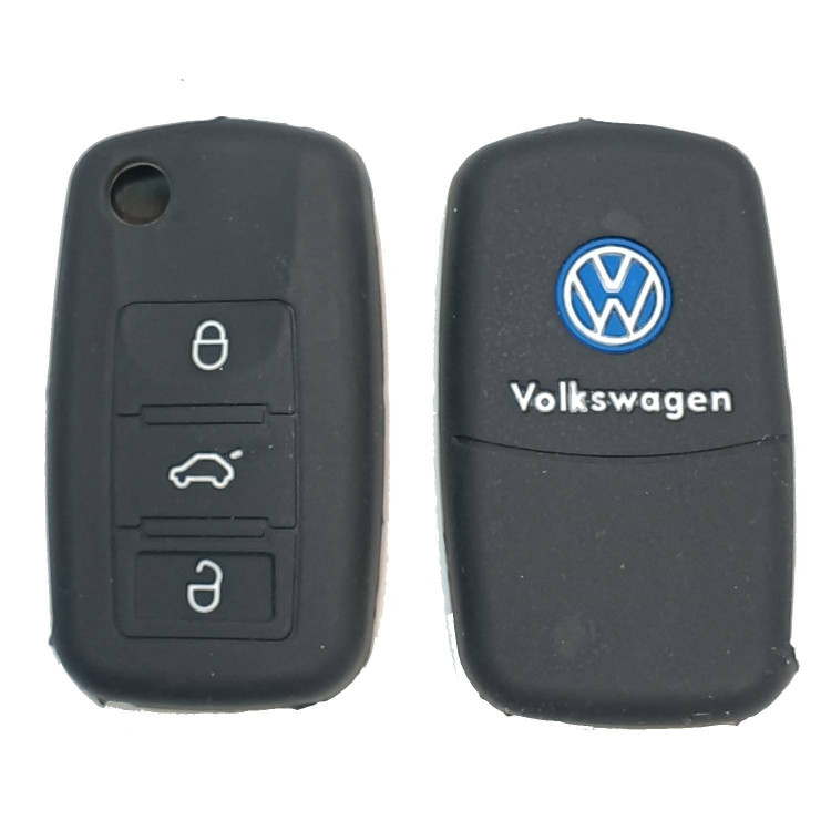 Чехол силиконовый выкидного ключа VOLKSWAGEN 3 кнопки (с лого)