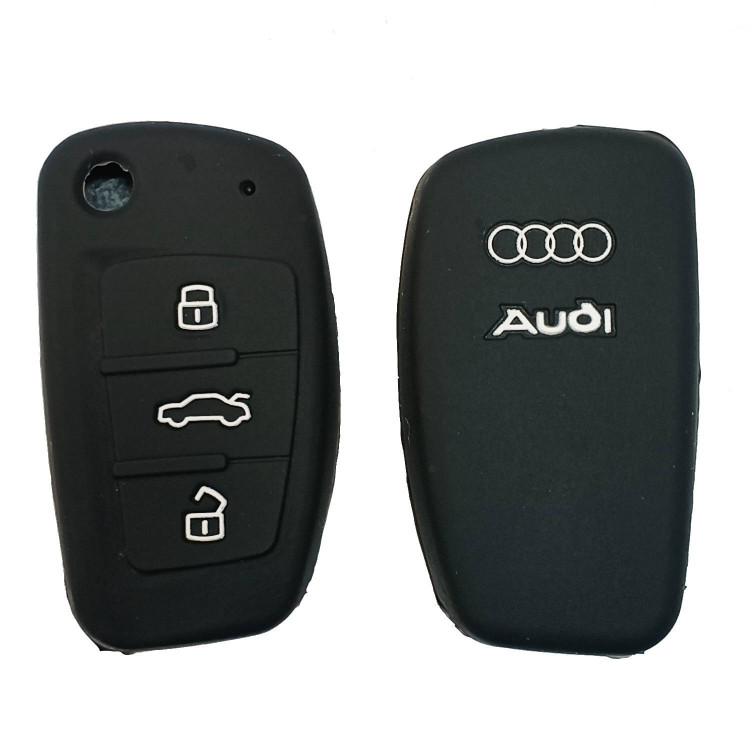 Чехол силиконовый выкидного ключа AUDI 3 кнопки (с лого)