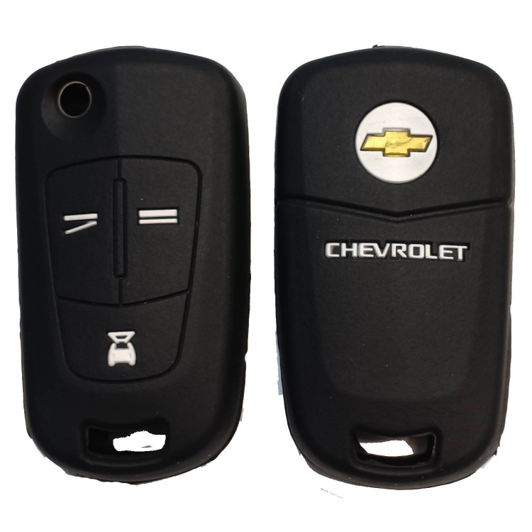 Чехол силиконовый выкидного ключа CHEVROLET 3 кнопки (с лого)