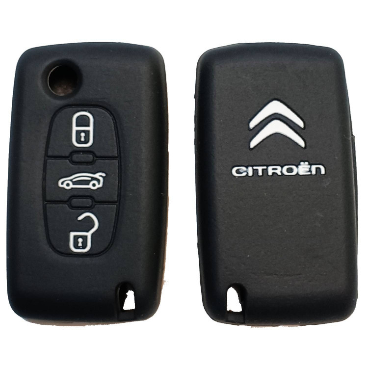 Чехол силиконовый выкидного ключа CITROEN 3 кнопки (с лого)